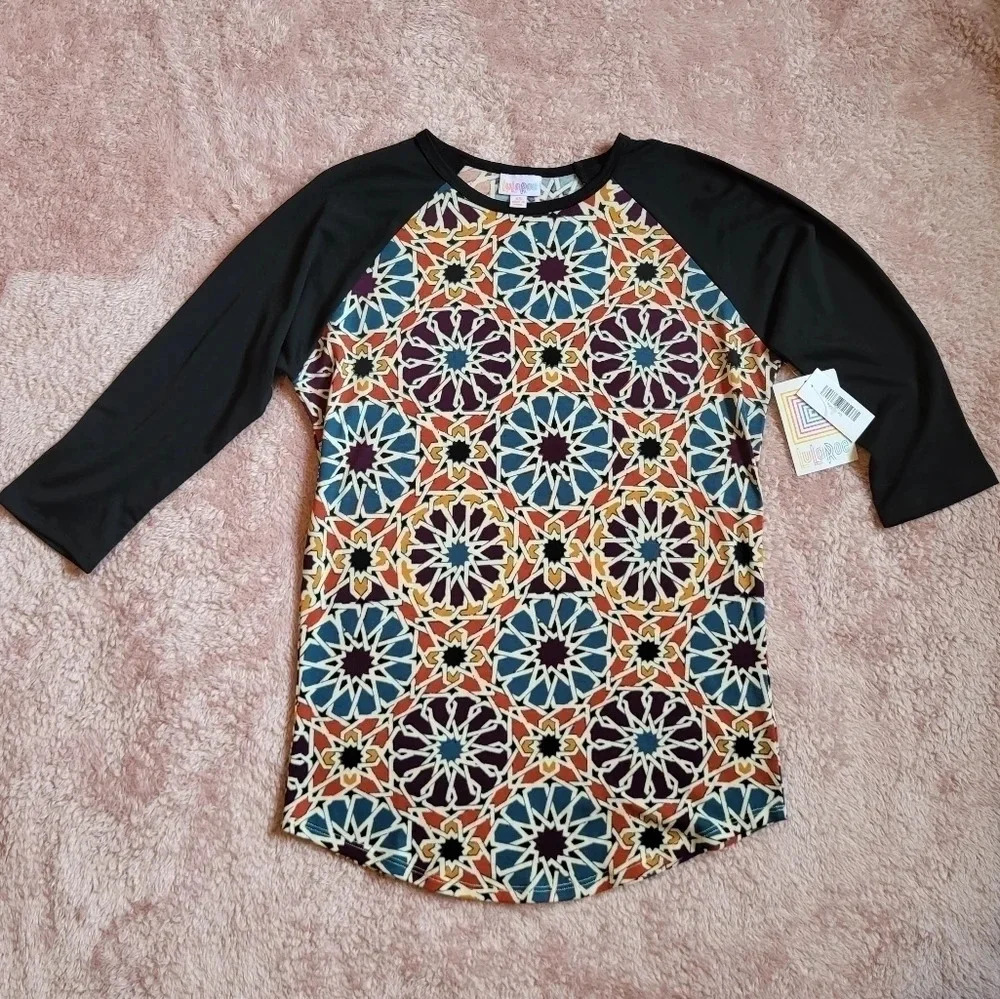 LuLaRoe Randy 3/4 Sleeve Starburst Pattern Shirt Womens Size XS